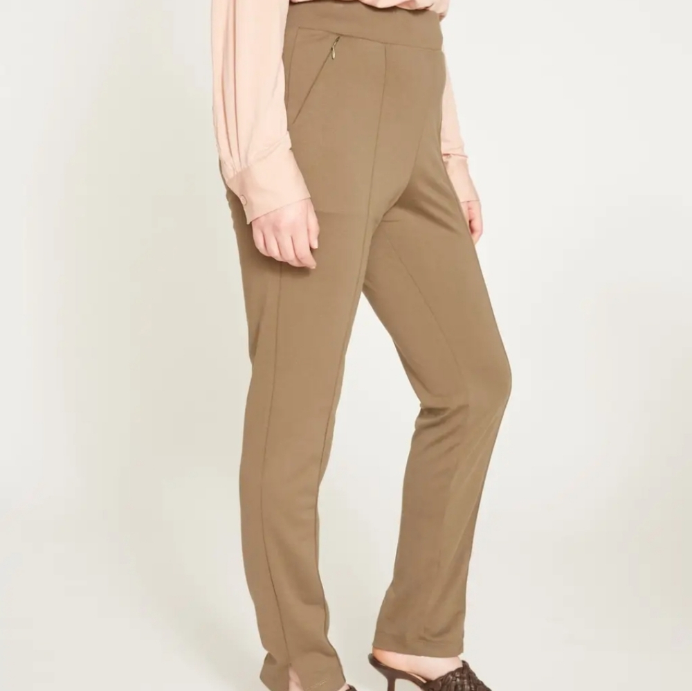 Universal Standard, Skinny Pintuck Ponte Pants, 32 Inch, Khaki
